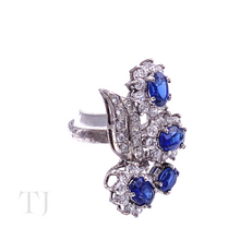 Load image into Gallery viewer, Sapphire Oval Cut Ring in Curving Style Sterling Silver