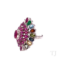 Load image into Gallery viewer, Multi Gemstones 4 Layered Ring in Sterling Silver