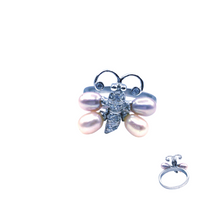 Load image into Gallery viewer, Pearl ring in Butterfly shape in sterling silver