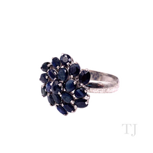 Load image into Gallery viewer, Sapphire Spiral Flower Ring in Sterling Silver