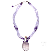 Load image into Gallery viewer, Blue Lace agate & Amethyst necklace with fluorite pendant