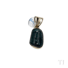 Load image into Gallery viewer, Blue Tourmaline Cabochon in sterling silver setting pendant