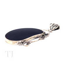 Load image into Gallery viewer, side view of Black Onyx Bean Shape Pendant in Sterling Silver