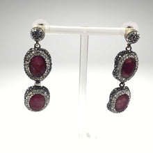 Load image into Gallery viewer, Indian Ruby With Diamond Earrings