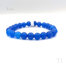 Cargar imagen en el visor de la galería, Blue Calcedony 8 mm bead bracelet with elastic string