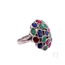 Load image into Gallery viewer, Multi Gemstones Circle Shape Ring in Sterling Silver