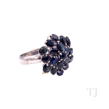 Load image into Gallery viewer, Sapphire Spiral Flower Ring in Sterling Silver