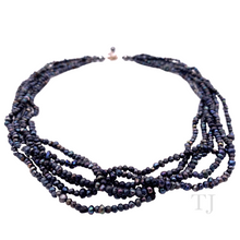 Load image into Gallery viewer, Black Pearl Small chip layered necklace with sterling silver lobster clasp