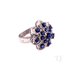 Load image into Gallery viewer, Sapphire Floral Ring in Sterling Silver