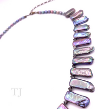 Load image into Gallery viewer, Multi Colored Pearl Stick Necklace in Sterling Silver