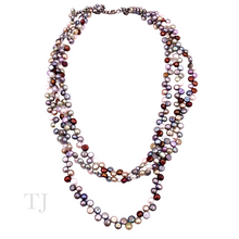Load image into Gallery viewer, Multi Colored Round Chip Pearl 3 Layered Necklace in 925