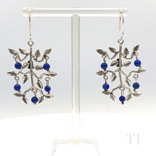 Load image into Gallery viewer, Lapis Lazuli Small beads in a sterling silver earrings.