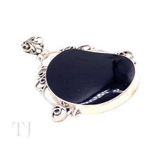 Load image into Gallery viewer, side view of Black Onyx Bean Shape Pendant in Sterling Silver