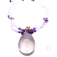 Load image into Gallery viewer, Blue Lace agate & Amethyst necklace with fluorite pendant