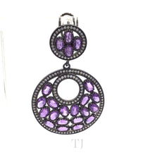 Load image into Gallery viewer, Left side Amethyst circle earrings in 925