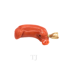 Load image into Gallery viewer, Italian Salmon Coral Platypus Shape Pendant in 14k Gold