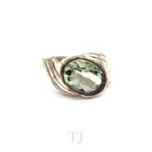 Load image into Gallery viewer, Green Amethyst Twisted Style Ring in Sterling Silver