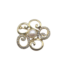 Load image into Gallery viewer, pearl brooch in sterling silver gold coated