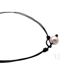 Load image into Gallery viewer, Freshwater Pearl in Black Leather Necklace