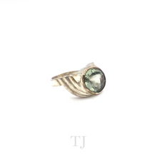 Load image into Gallery viewer, Green Amethyst Twisted Style Ring in Sterling Silver