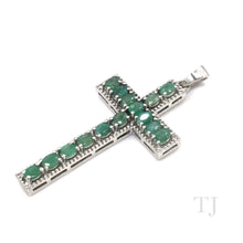 Load image into Gallery viewer, Emerald Cross Pendant in Sterling Silver