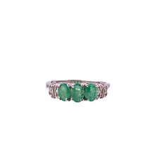 Load image into Gallery viewer, Emerald Triple Ring in Sterling Silver