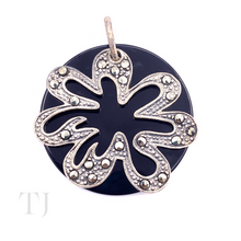 Load image into Gallery viewer, Black Onyx Round Shape Pendant in Sterling Silver