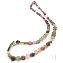 Cargar imagen en el visor de la galería, Multi-colored Tourmaline Tear Drop Chip Necklace in 925