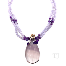 Load image into Gallery viewer, Blue Lace agate & Amethyst necklace with fluorite pendant