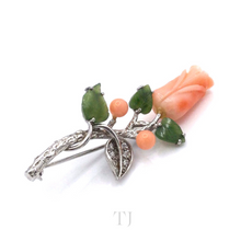 Загрузить изображение в средство просмотра галереи, Italian Salmon Coral Brooch in Sterling Silver