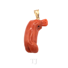 Load image into Gallery viewer, Italian Salmon Coral Platypus Shape Pendant in 14k Gold