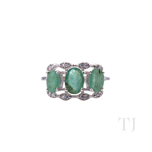 Load image into Gallery viewer, Emerald Oval Cut Ring in Sterling Silver