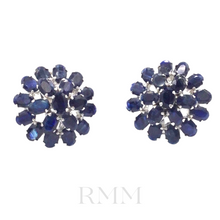 Load image into Gallery viewer, Sapphire Flower Earrings in Sterling Silver