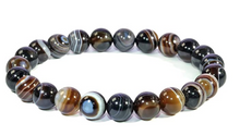 将图片加载到图库查看器,Eye agate 6 mm bead sized bracelet with elastic string