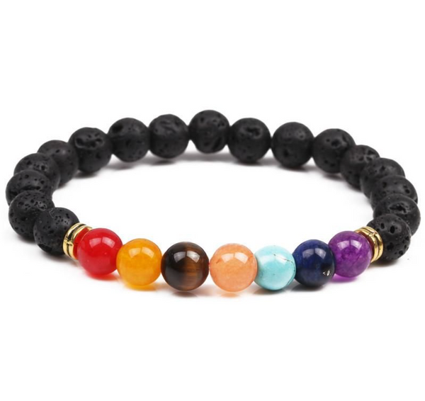 7 Chakra + Lava Rock Bracelet