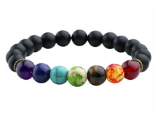 Cargar imagen en el visor de la galería, Seven Chakras Bracelet Combined With Shungite