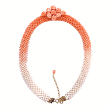 Load image into Gallery viewer, Italian Coral in 14k Gold Necklace with flower pendants