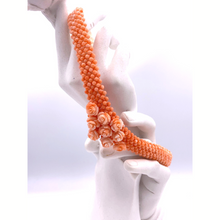 Load image into Gallery viewer, Italian Coral in 14k Gold Necklace with flower pendants