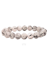 Load image into Gallery viewer, Tourmalated Quartz Bead Bracelet