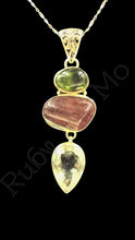 Load image into Gallery viewer, Multi-colored Tourmaline Cabochon Pendants with sterling silver