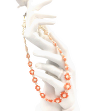 Cargar imagen en el visor de la galería, Angel Skin Flower style Coral Necklace in sterling silver