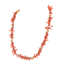 Load image into Gallery viewer, Italian Salmon skin Coral Necklace in 14k gold