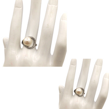 Load image into Gallery viewer, Pearl ring with Diamonique in sterling silver