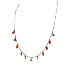Load image into Gallery viewer, Garnet necklace and earring set in sterling silver 925