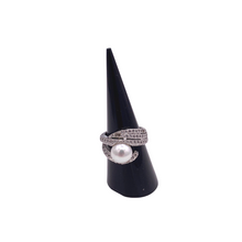 Load image into Gallery viewer, Pearl Ring in Sterling silver with Diamquoie