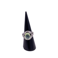 Load image into Gallery viewer, Prehnite ring in sterling silver with diamonquie