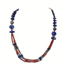 Load image into Gallery viewer, Coral Necklace with lapis Lazuli In sterling silver