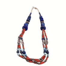 Load image into Gallery viewer, Coral Necklace with lapis Lazuli In sterling silver