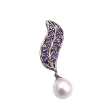 Load image into Gallery viewer, Pearl Pendant with Amethyst In sterling silver