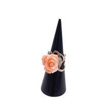 Cargar imagen en el visor de la galería, Angel skin rose shaped coral ring in sterling silver